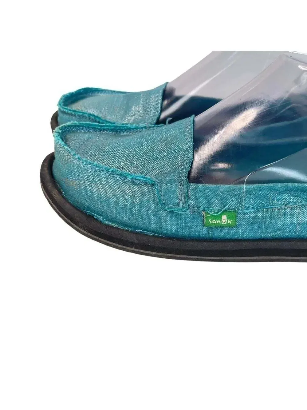 Sanuk Ohm My Turquoise Metallic Slip On Loafers Womens 9 Casual Coastal